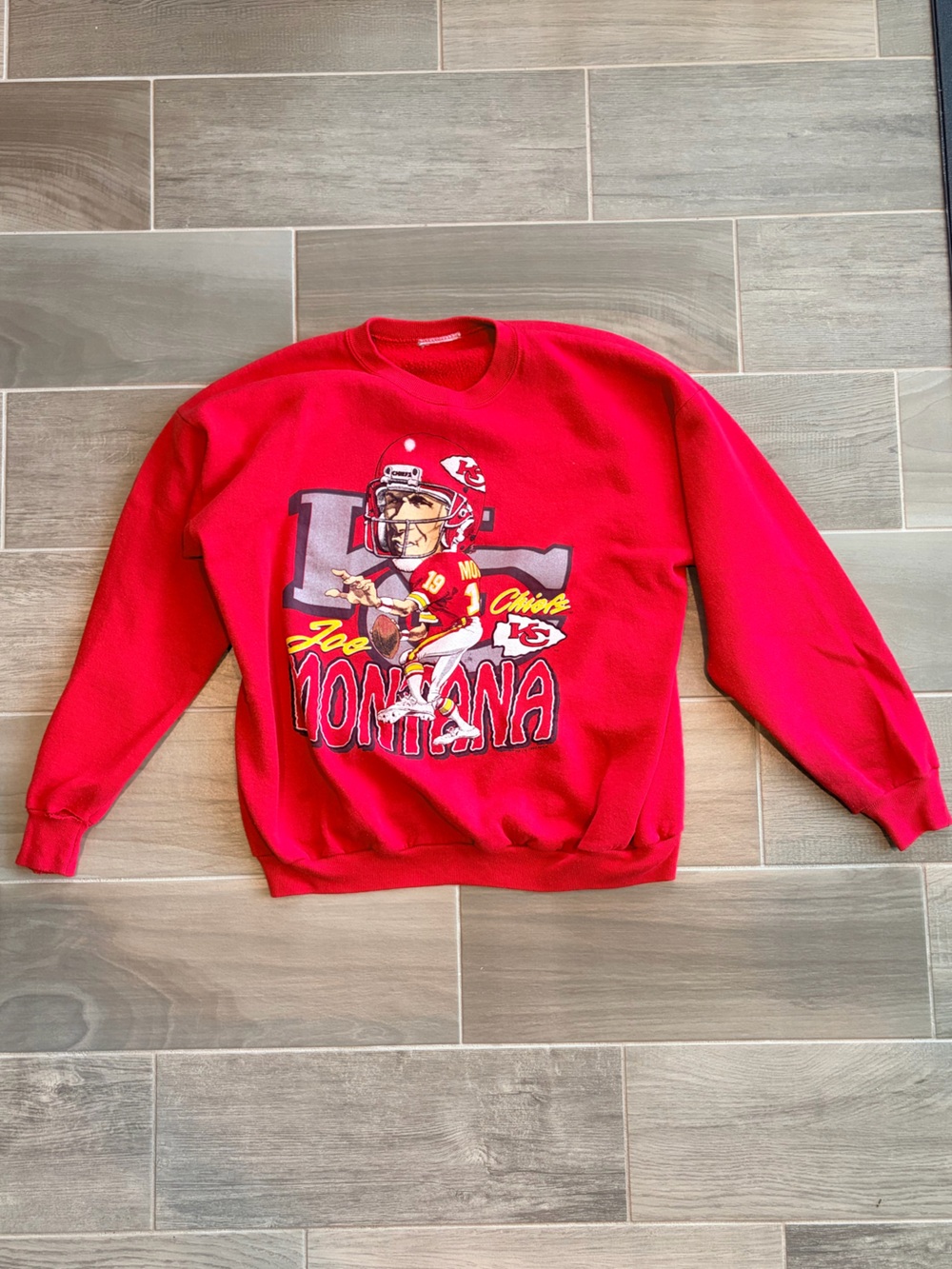 Vintage Joe Montana Red Kansas City Chiefs Sweatshirt